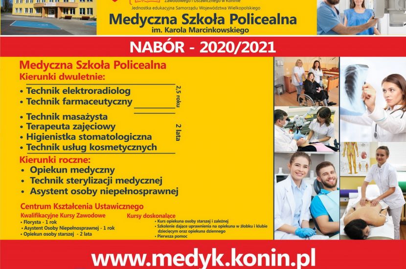 Link do artykułu - Medyczna Szkoła Policealna w Koninie ogłasza nabór na rok szkolny 2020/2021