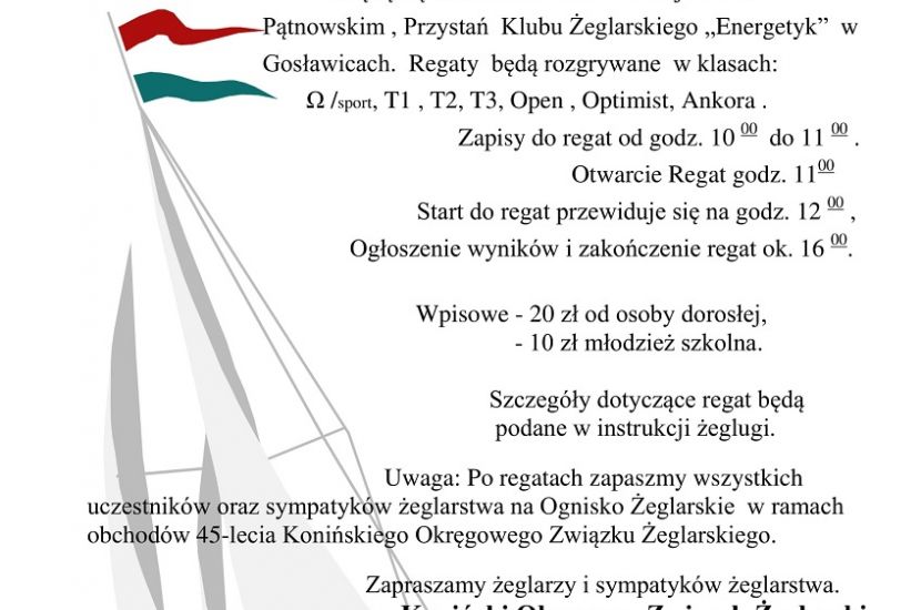 Link do artykułu - Mistrzostwa Konińskiego Okręgowego Związku Żeglarskiego o Puchar Prezydenta Konina