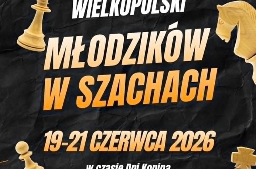 Wielkie emocje przy małych planszach. Plakat ma czarne tło ze złotymi i białymi napisami informującymi o wydarzeniu.
