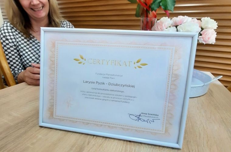 Link do artykułu - Certyfikat Fundacji Plandaltonski.pl dla przedszkola nr 8