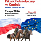 Święto patriotyzmu na konińskich błoniach. Na plakacie widać flagi Polski i Unii Europejskiej w rękach ułanów, nad nimi jest nazwa wydarzenia, data i termin.