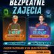 Zapraszamy na bezpłatne zajęcia „ClickON – Zamień swoje dziecko w bohatera przyszłości”. Grafika utrzymana jest w ciemnym kolorze z dodatkami pomarańczowymi, turkusowymi. Jest na niej tekst informujący o zajęciach oraz dwóch chłopców w pelerynach.