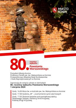 1 sierpnia - 80.rocznica wybuchu Powstania Warszawskiego