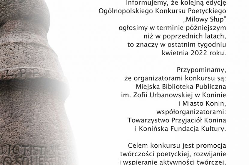 42 edycja Ogólnopolskiego Konkursu Poetyckiego "Milowy Słup"