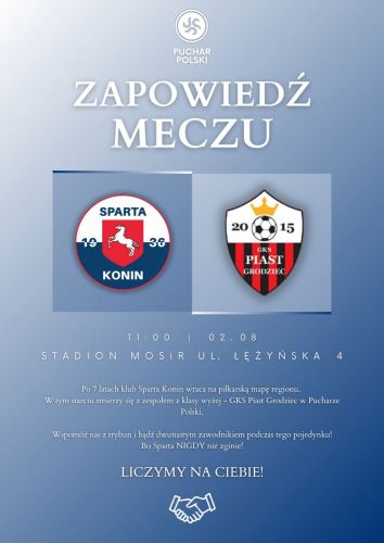 Mecz piłki nożnej Sparta Konin - GKS Piast Grodziec