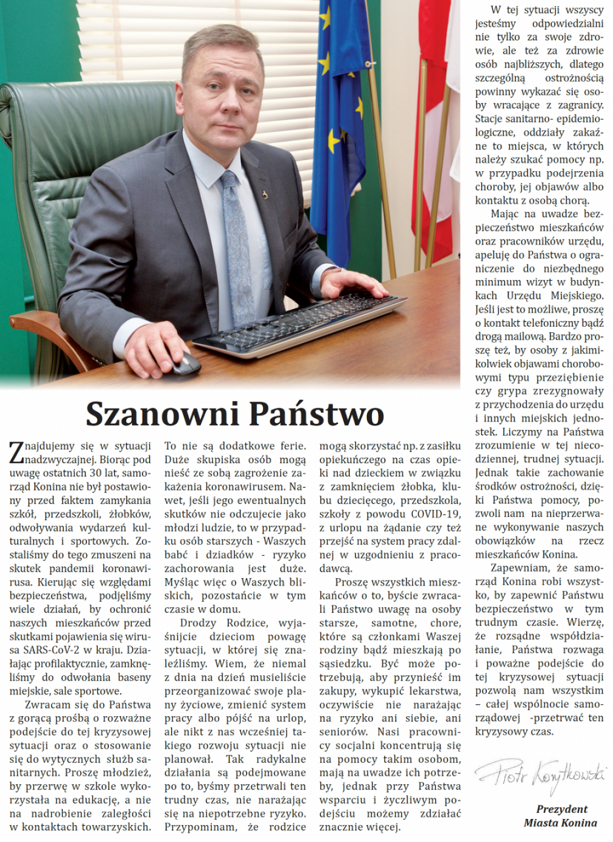 Apel prezydenta do mieszkańców Konina