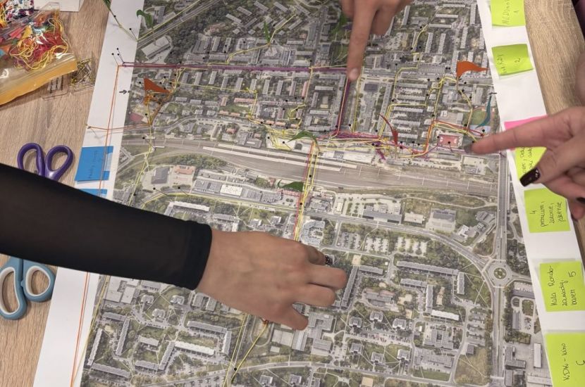 Na zdjęciu widzimy mapę projektową podczas warsztatów  Miasto Młodych
