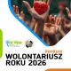 Konin wybiera wolontariuszy 2026 roku. Na grafice na białym tle  jest motyw serca na dłoni i informacje o konkursie.