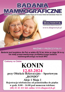 Bezpłatne badania mammograficzne