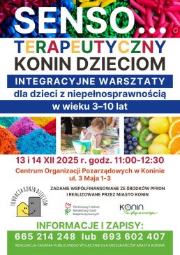 Warsztaty SENSO terapeutyczne dedykowane dzieciom z niepełnosprawnością z Konina