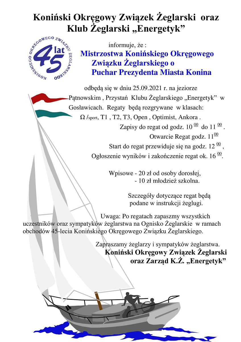 Link do artykułu - Mistrzostwa Konińskiego Okręgowego Związku Żeglarskiego o Puchar Prezydenta Konina
