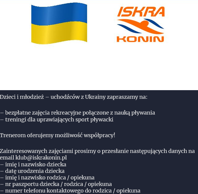 Link do artykułu - ISKRA zaprasza na naukę pływania i treningi