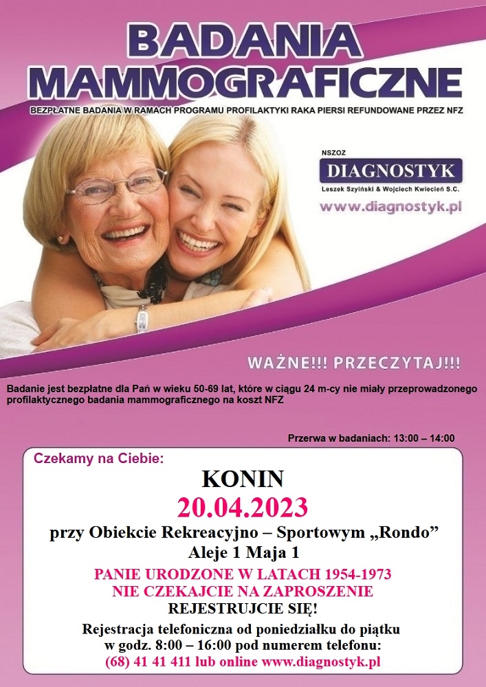 Bezpłatne badania mammograficzne