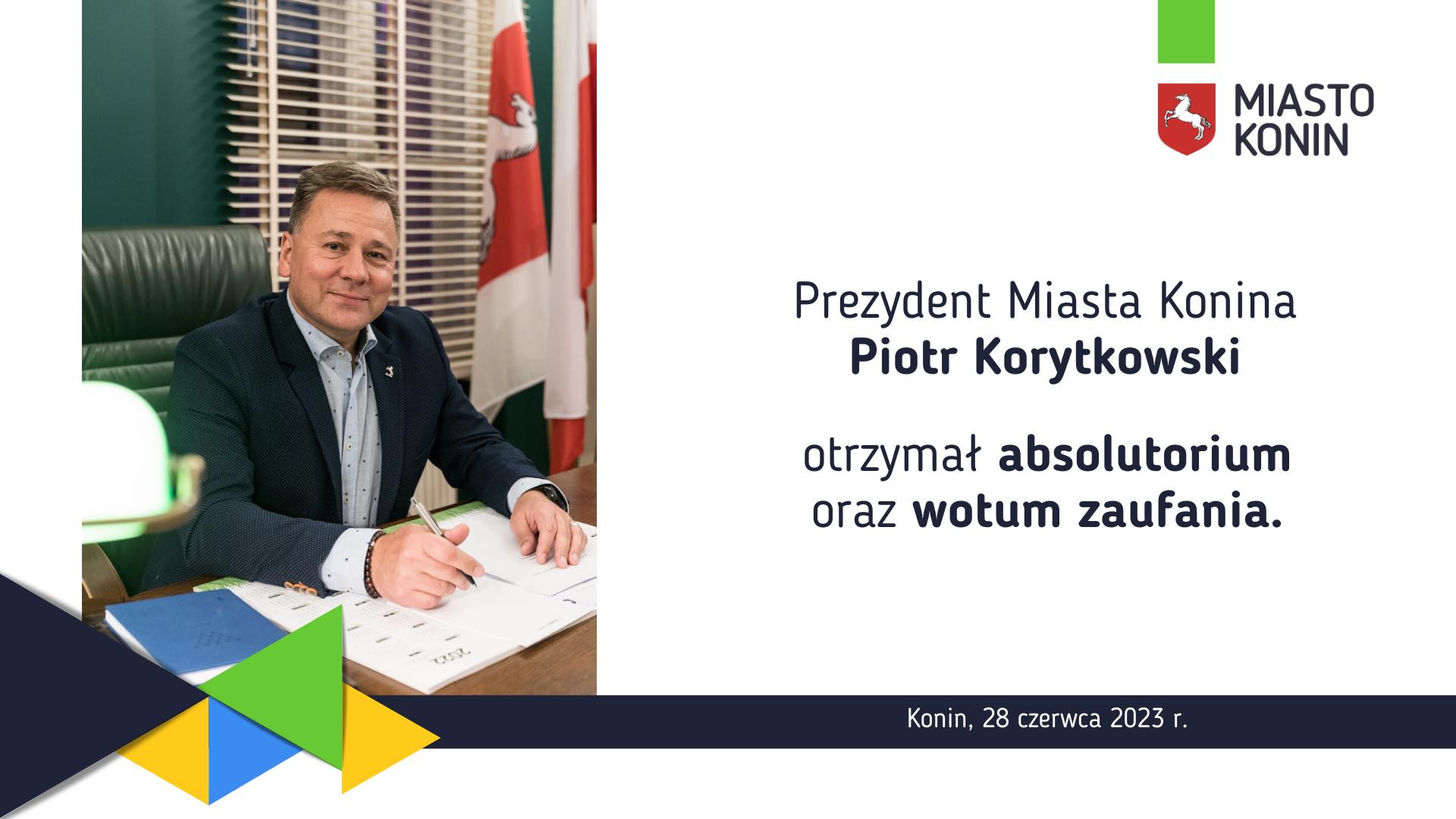 Link do artykułu - Prezydent Miasta Konina otrzymał wotum zaufania oraz absolutorium
