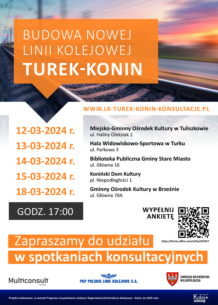 Link do artykułu - Konsultacje społeczne ws. projektu nowej linii kolejowej Konin-Turek