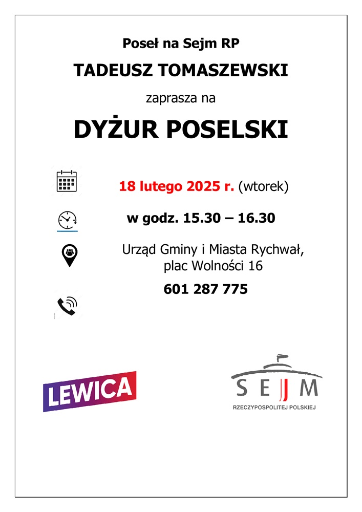 Link do artykułu - Dyżur poselski Posła na Sejm RP Tadeusza Tomaszewskiego