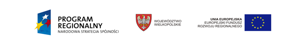 Logotypy projektów UE, Województwa Wielkopolskiego oraz flaga Polski