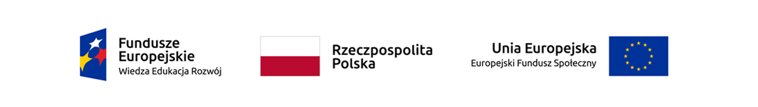 Logotypy funduszy UE oraz flaga Polski