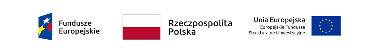 Logotypy Funduszy UE oraz flaga Polski