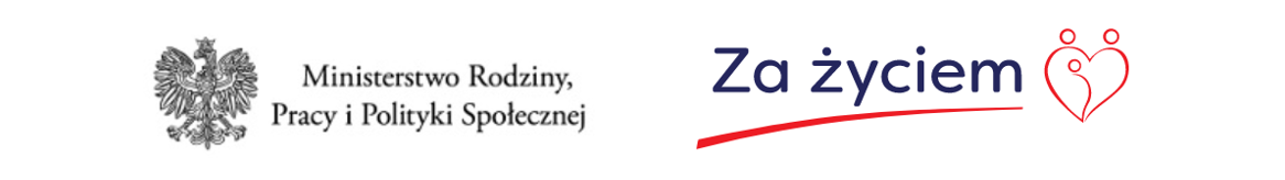 Logotypy Ministerstwa Rodziny i Polityki Społecznej oraz Programu "Za życiem"