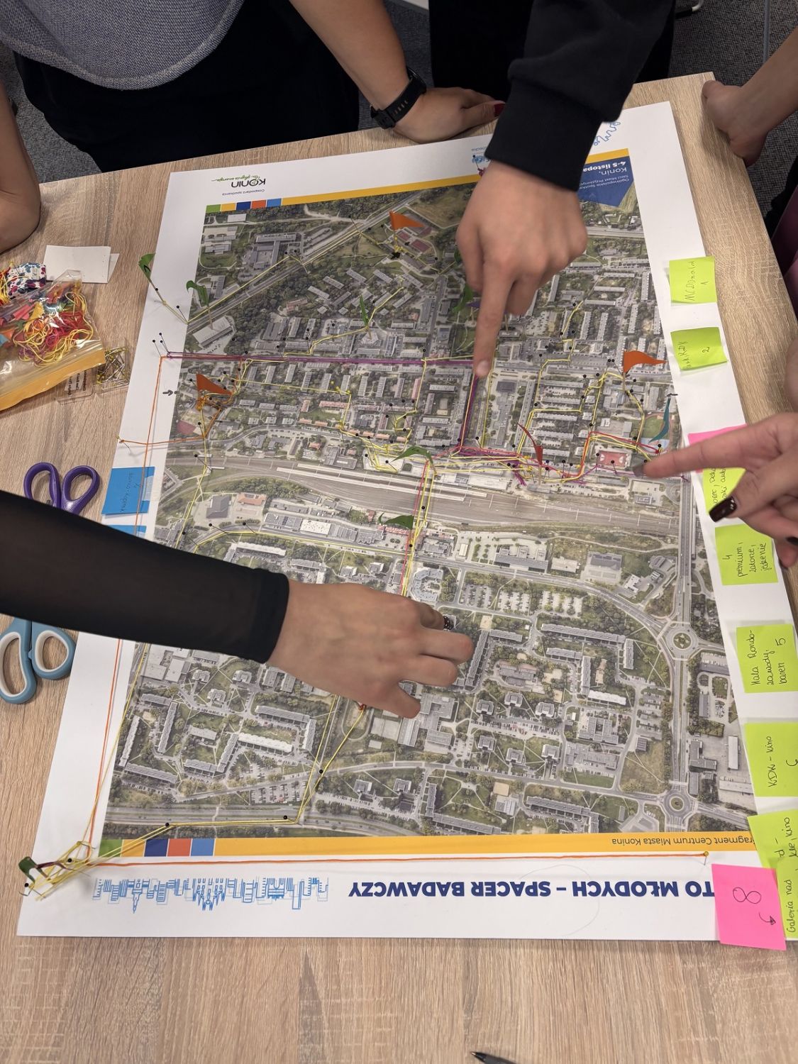 Na zdjęciu widzimy mapę projektową podczas warsztatów  Miasto Młodych