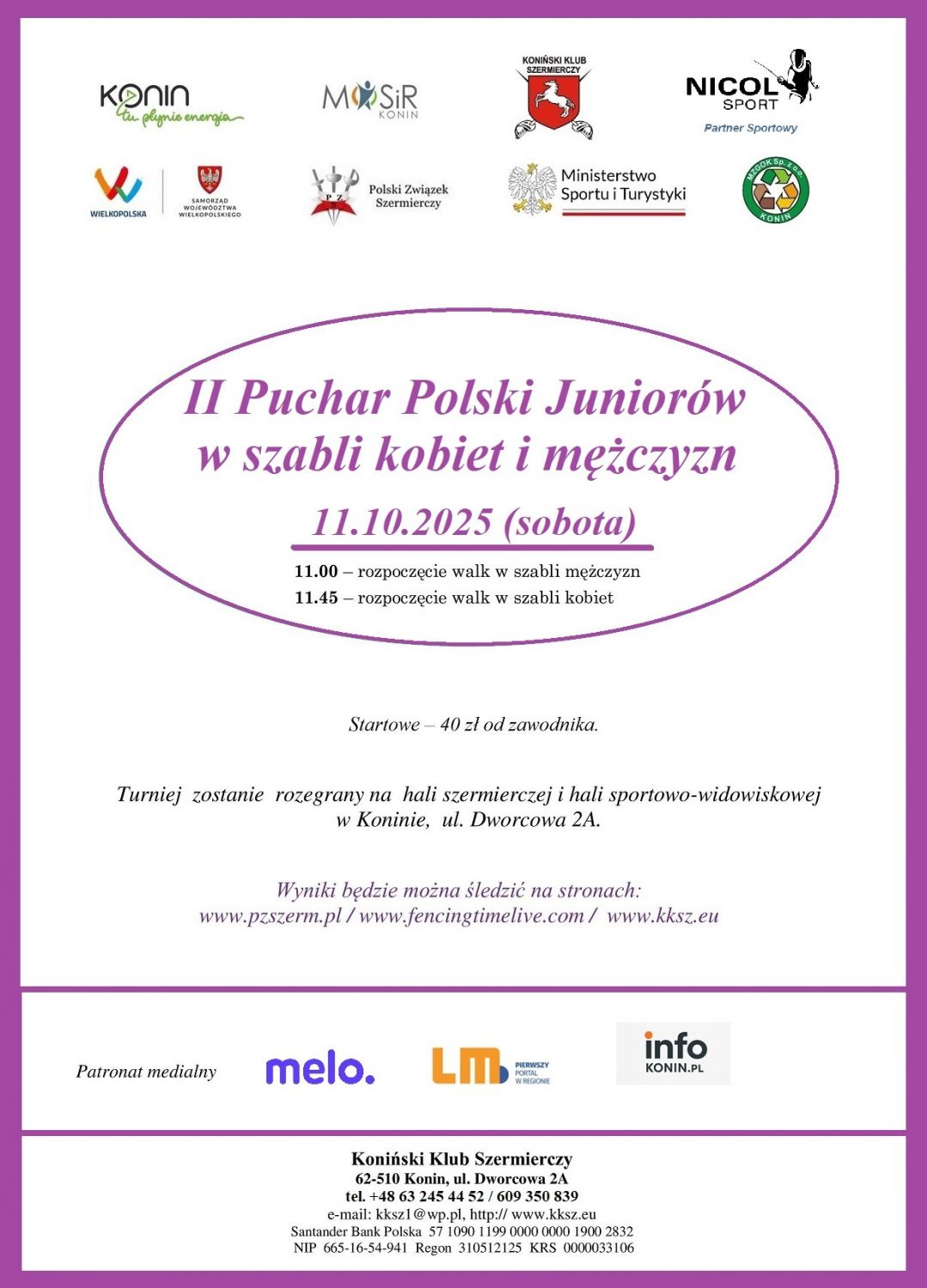 II Puchar Polski Juniorów w szabli kobiet i mężczyzn
