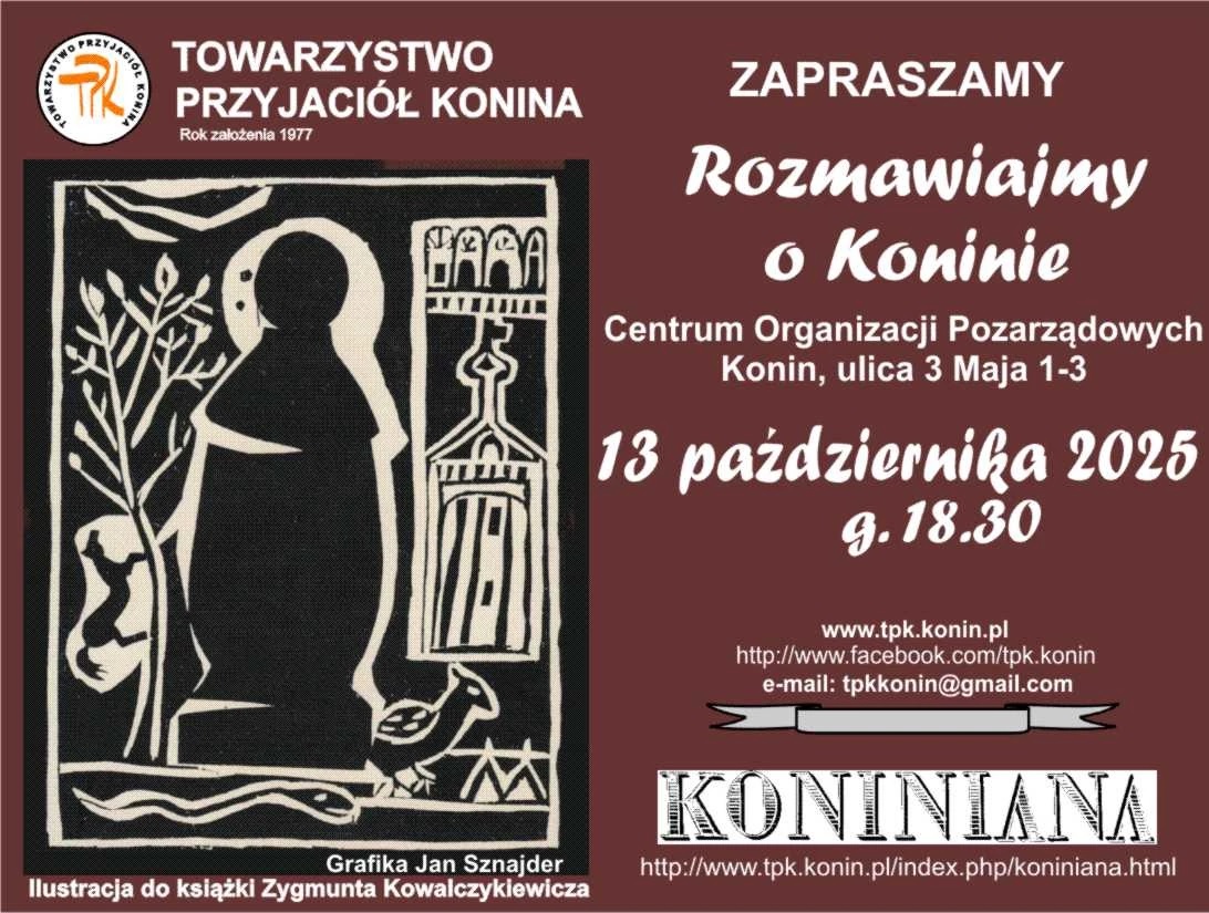 Plakat zapowiadający Spotkanie „Rozmawiajmy o Koninie”